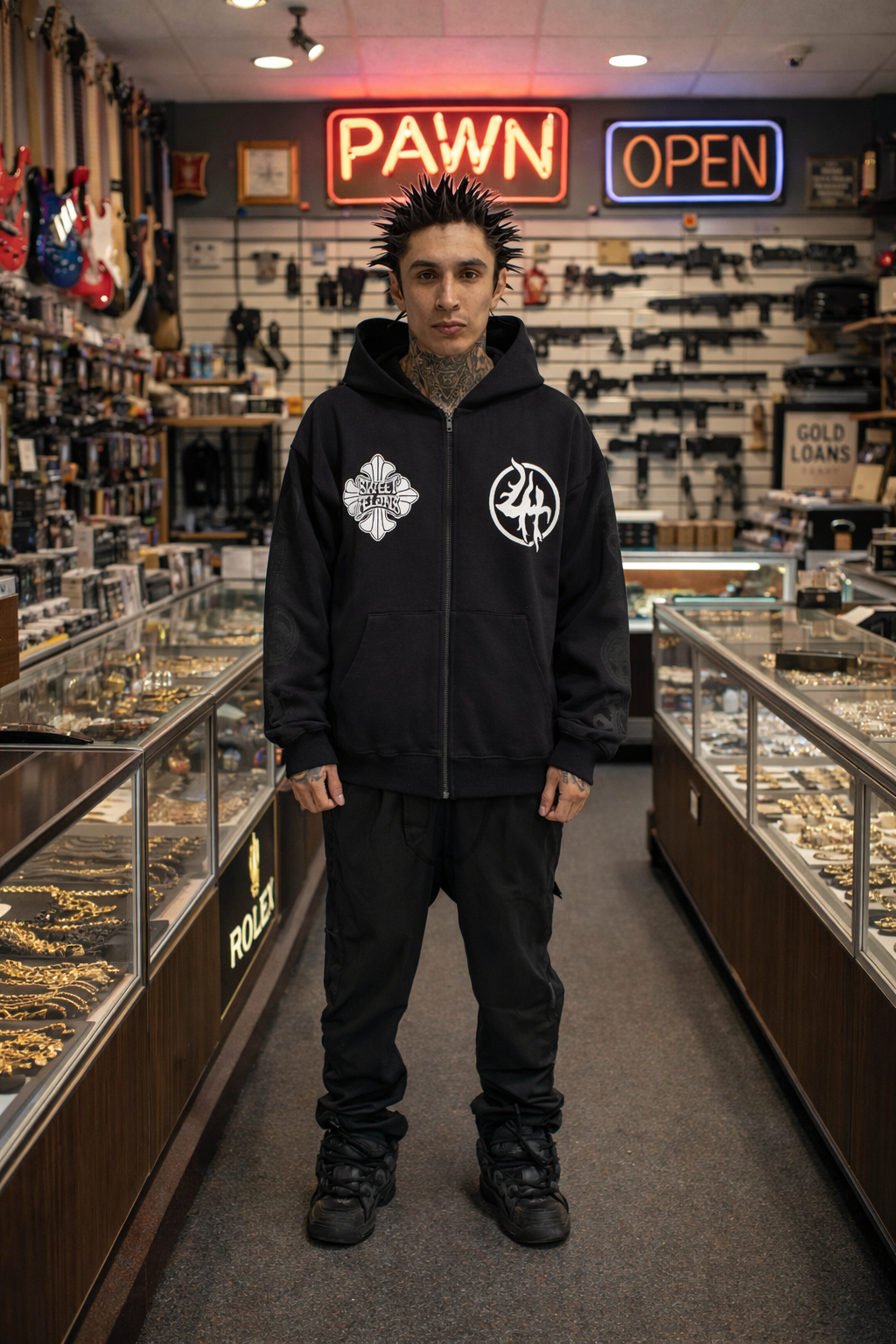 LHXSF003 ZIP UP HOODY - BLACK